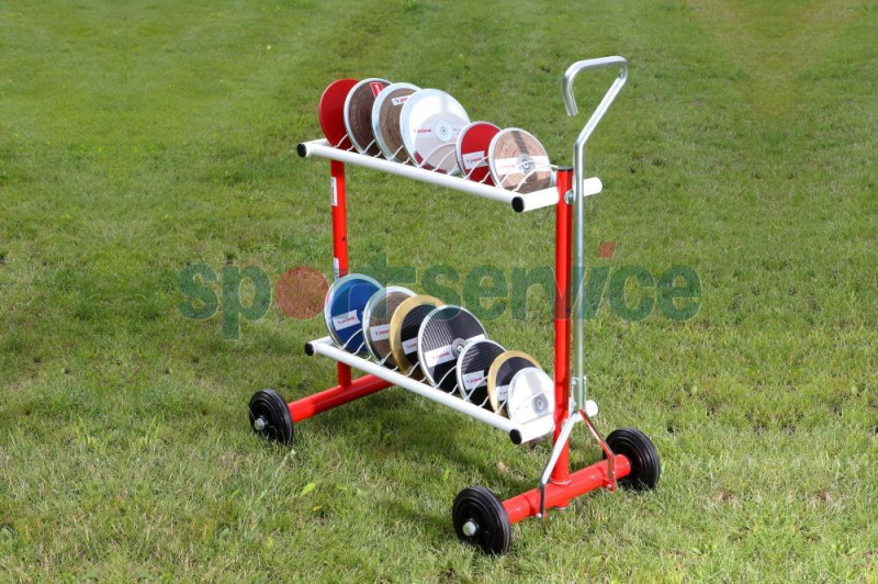 Discus rack on wheels for 26 discuses