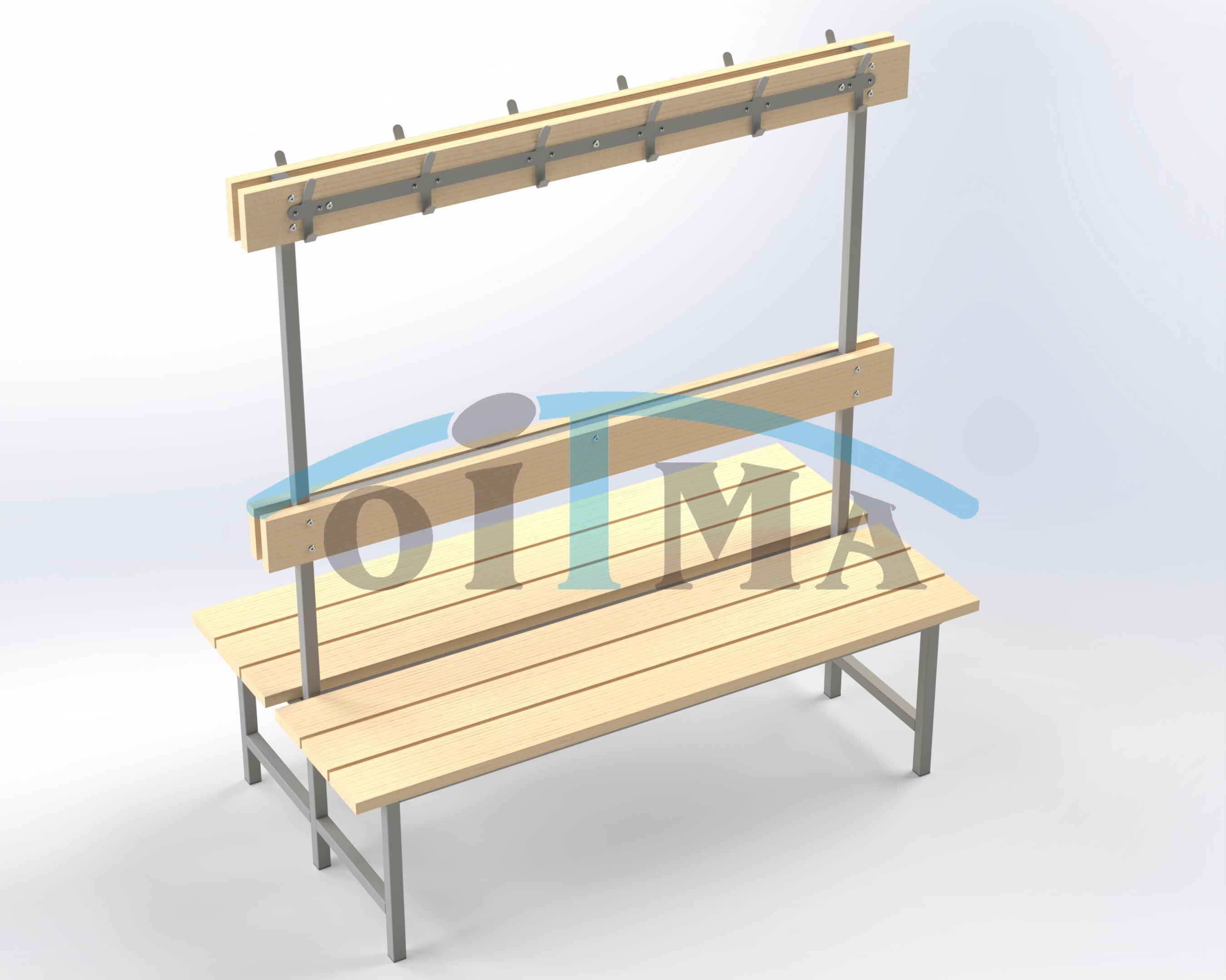 Bench witg pegs double sided 1,5m