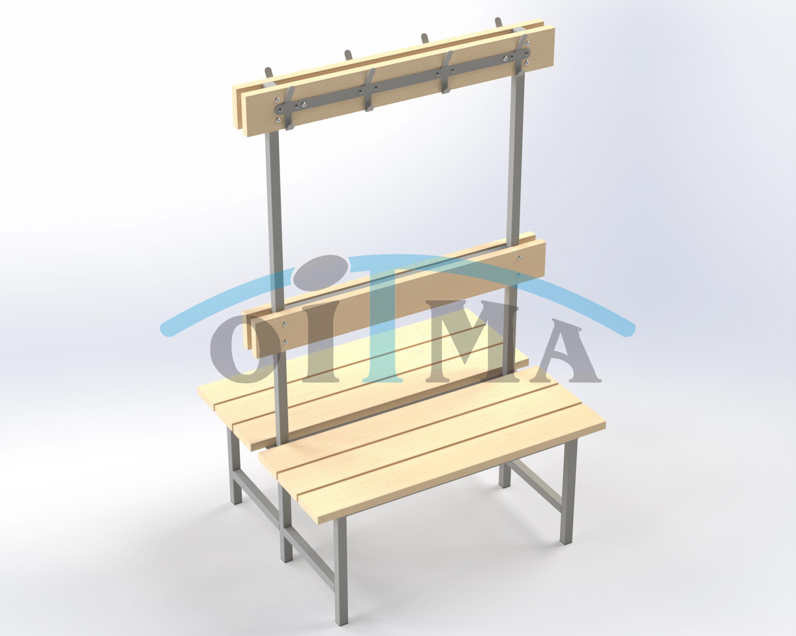 Bench with pegs double sided 1m