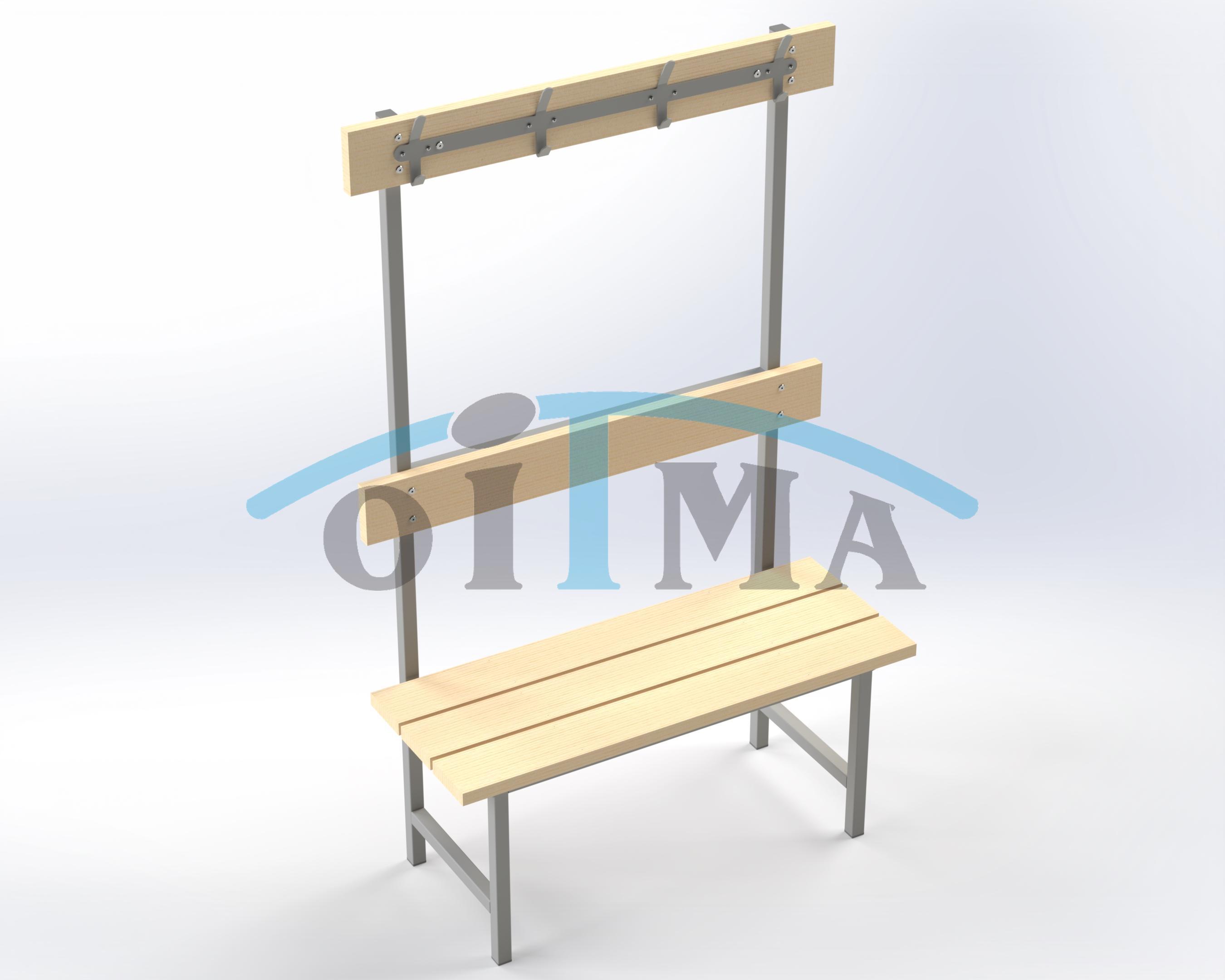 Bench with racks, one-sided 1m