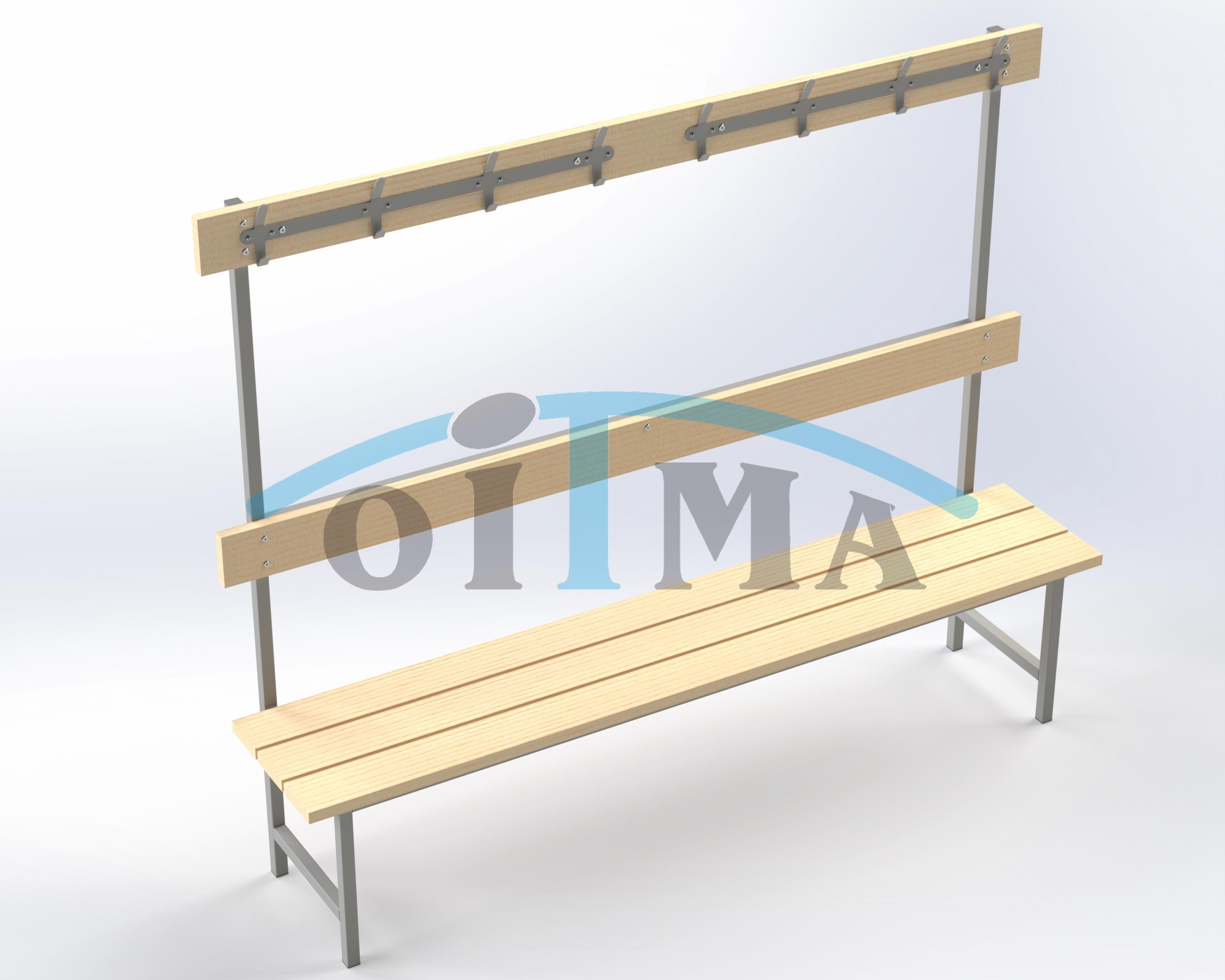 Bench with racks, one-sided 2m