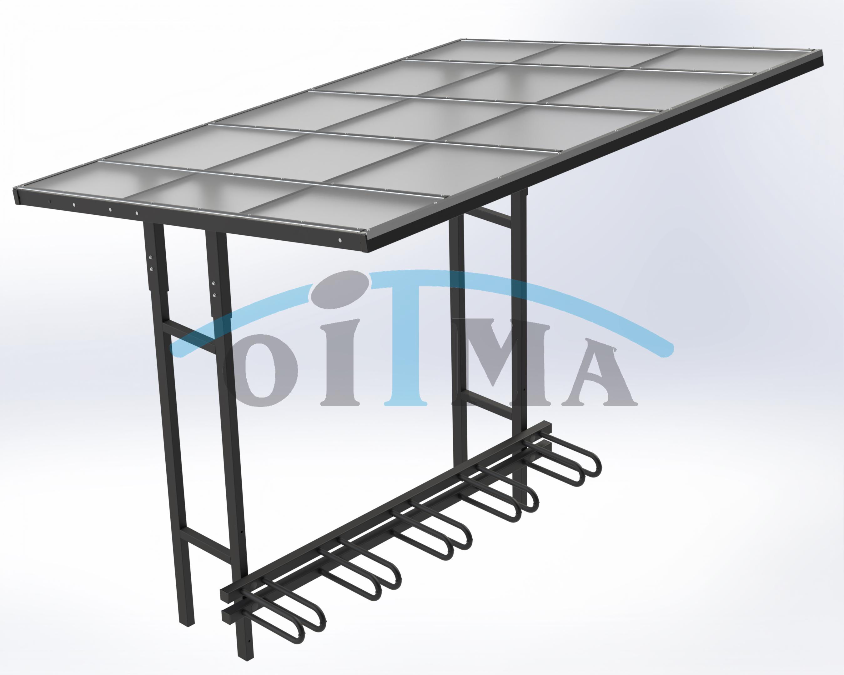 Bike shelter, single sided, concretable