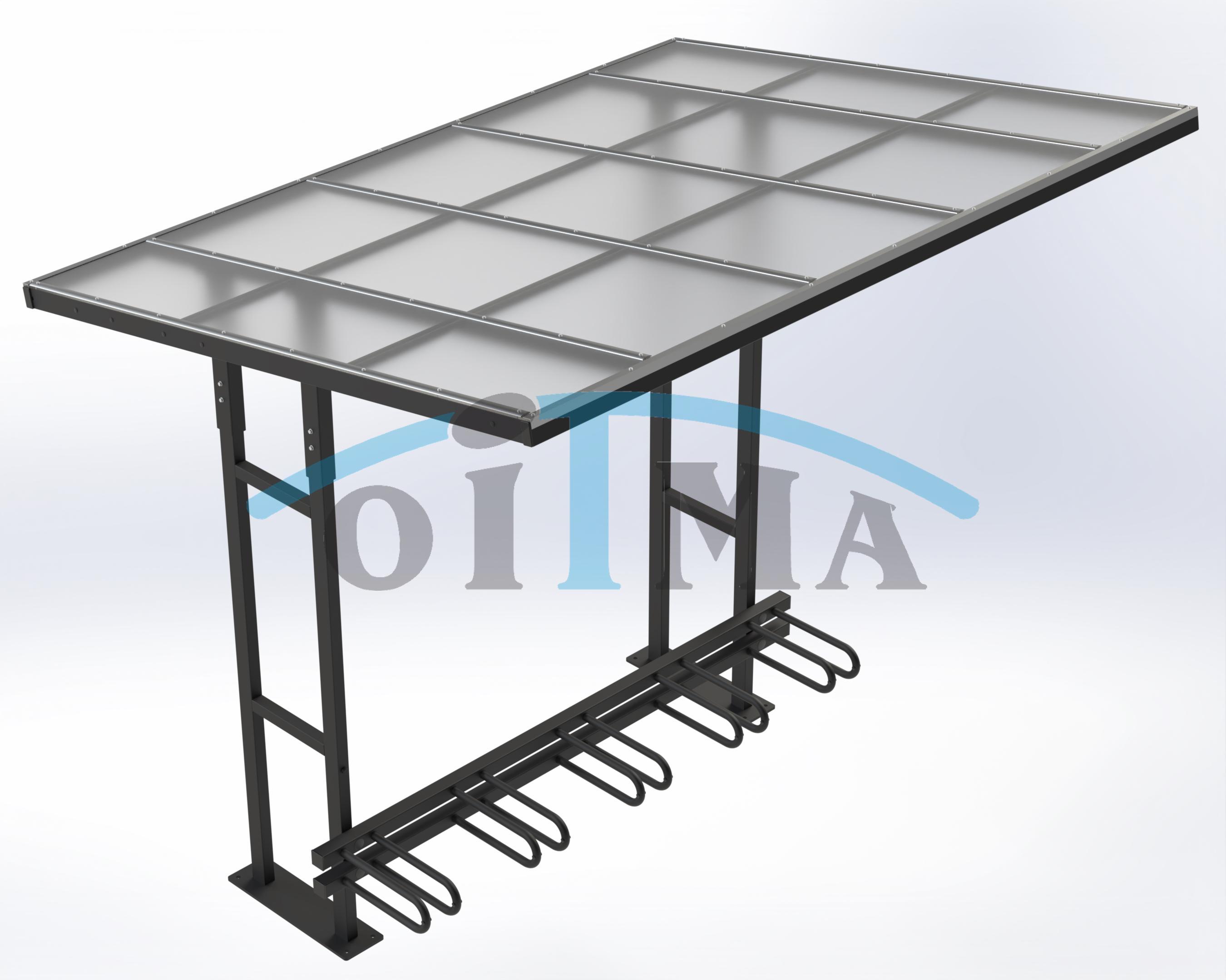 Bike shelter, single sided, surface mounted