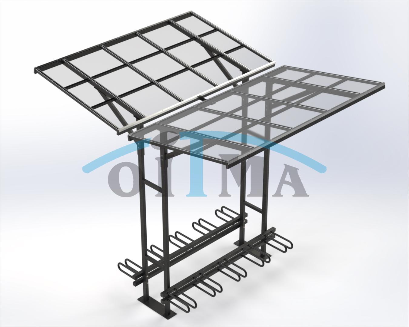 Bike shelter, double sided, surface mounted