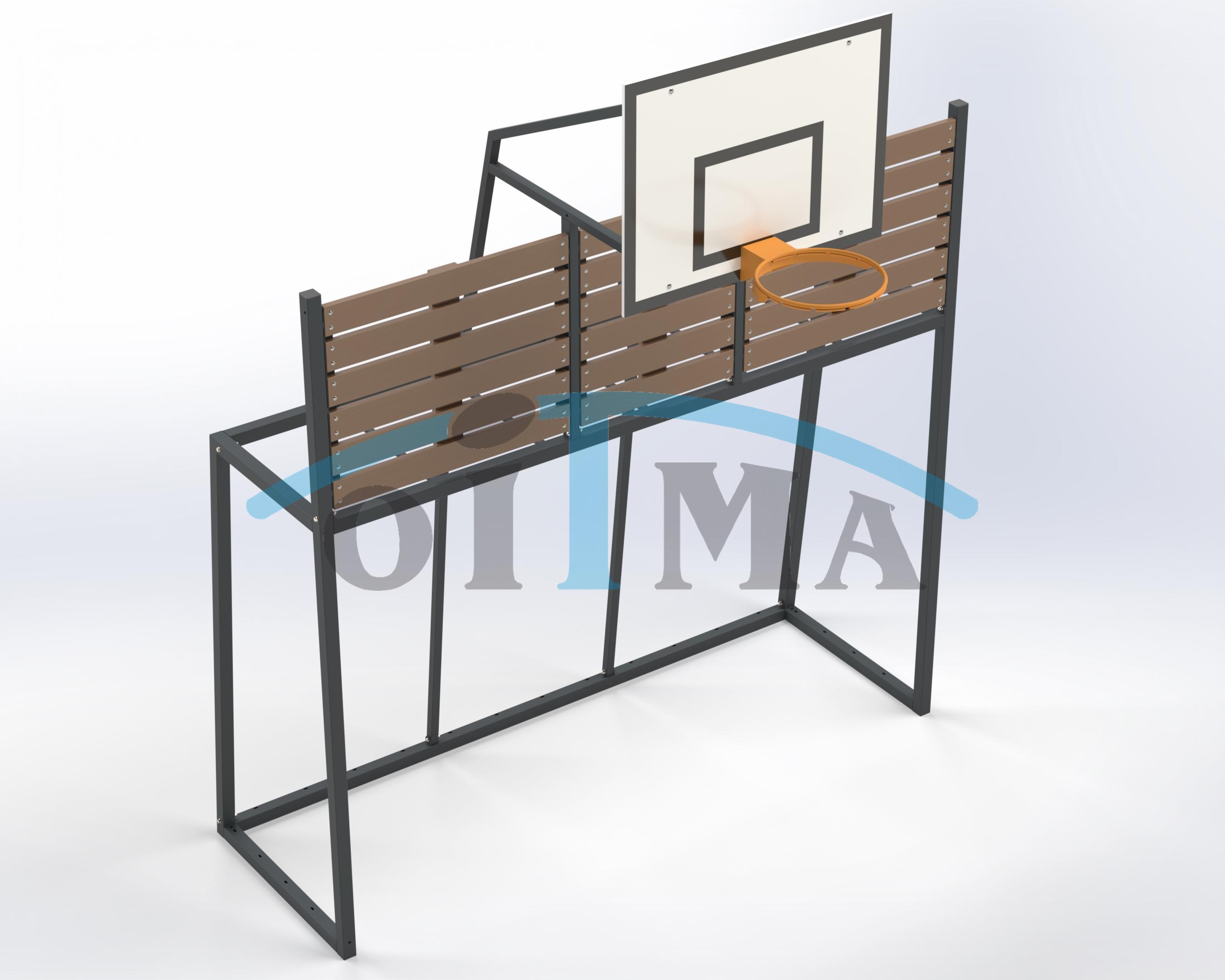 Multi-sport arena goal element with wooden fencing