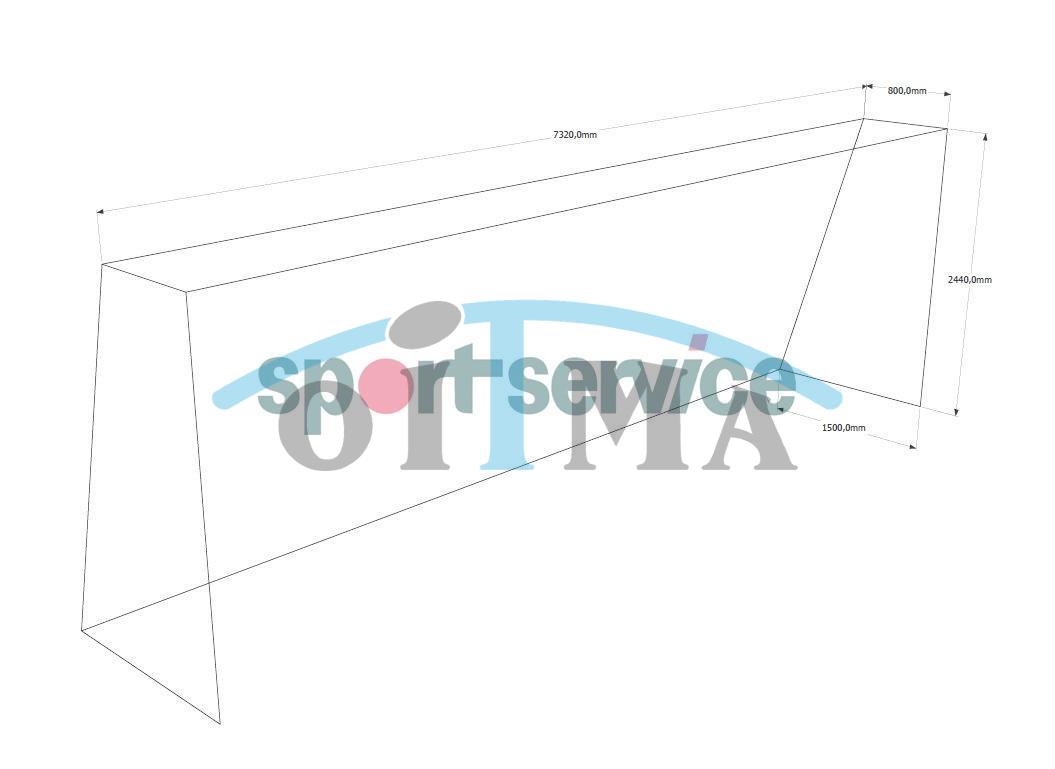 Football goal net 7,5×2,5×0,8-1,5m