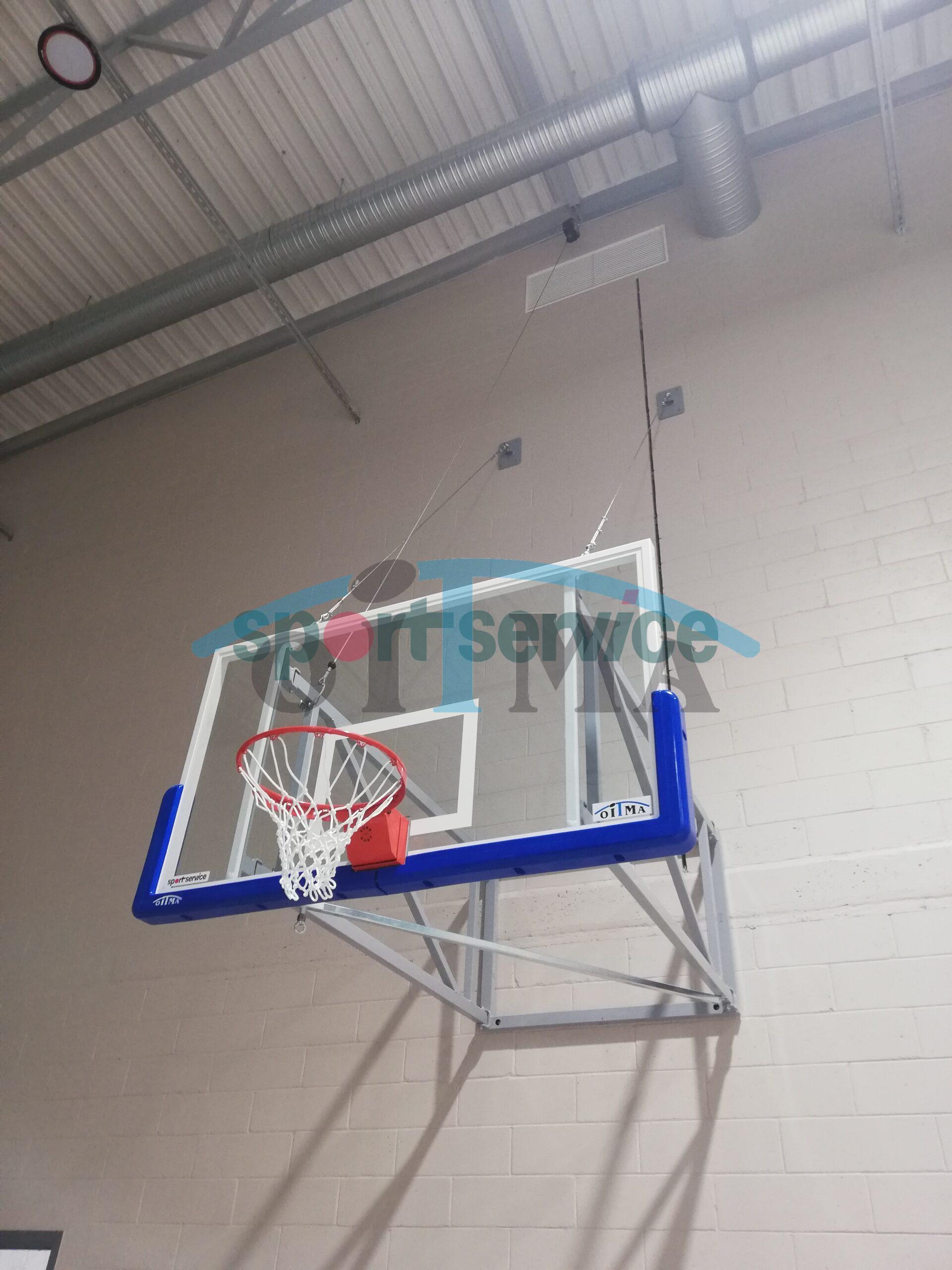 Wall mounted side folding basketball construction